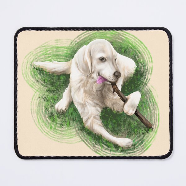 Item preview, English Golden Retriever playing with a stick designed and sold by Konopikyu.