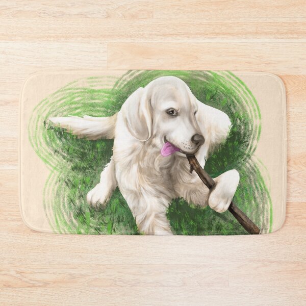 Item preview, English Golden Retriever playing with a stick designed and sold by Konopikyu.