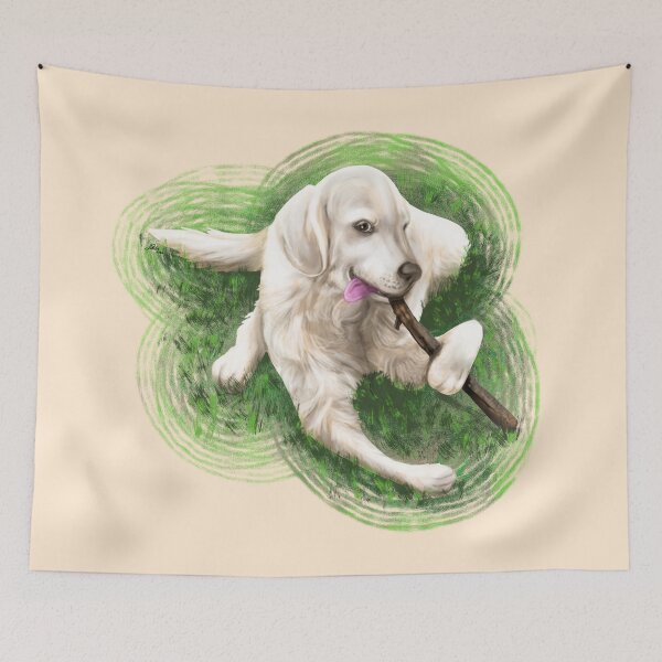 Item preview, English Golden Retriever playing with a stick designed and sold by Konopikyu.