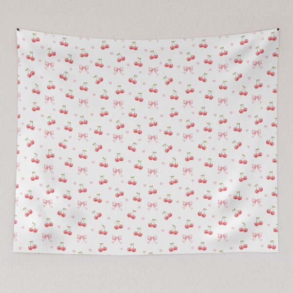 Item preview, Sweet Cherry Coquette Bows & Hearts Watercolor Pattern designed and sold by pola-pola.