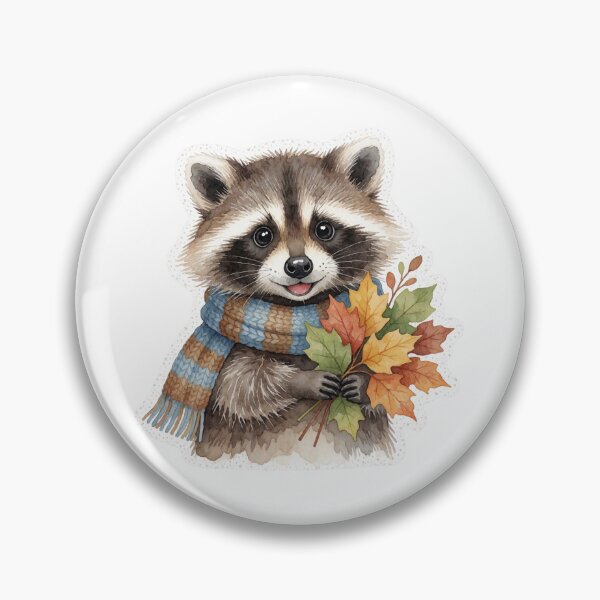 Item preview, Autumn Raccoon with Leaf Bouquet | Cute Cottagecore Woodland Animal designed and sold by AillustriaAK.