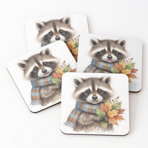 Item preview, Autumn Raccoon with Leaf Bouquet | Cute Cottagecore Woodland Animal designed and sold by AillustriaAK.