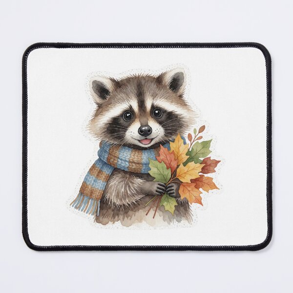 Item preview, Autumn Raccoon with Leaf Bouquet | Cute Cottagecore Woodland Animal designed and sold by AillustriaAK.