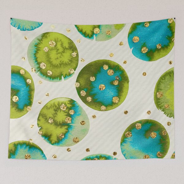 Item preview, Giant Polka Dots in Lime Green Azure Blue designed and sold by Tammy Winand Arts.