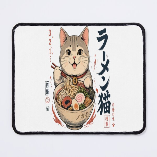 Item preview, Cute cat eating Japanese ramen noodle soup designed and sold by Ahmedsyde.