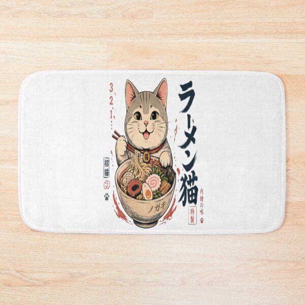 Item preview, Cute cat eating Japanese ramen noodle soup designed and sold by Ahmedsyde.