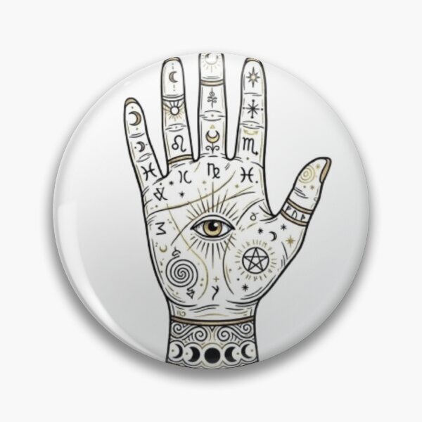 Item preview, Mystical Palmistry Hand with Evil Eye and Astrology Symbols designed and sold by Northern Glow Art.