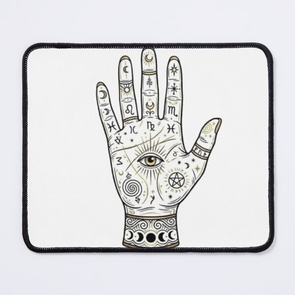Item preview, Mystical Palmistry Hand with Evil Eye and Astrology Symbols designed and sold by Northern Glow Art.