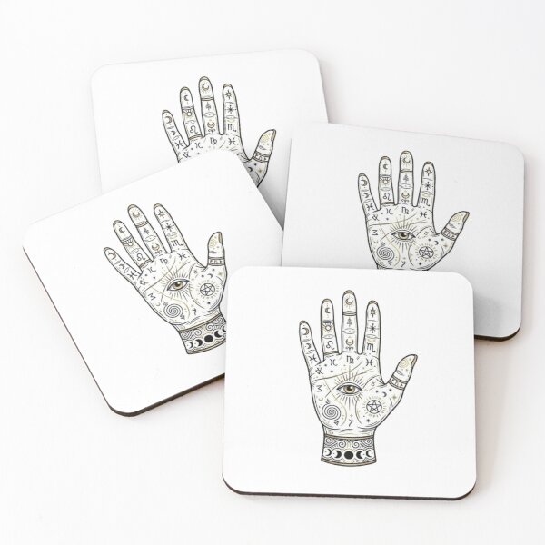 Item preview, Mystical Palmistry Hand with Evil Eye and Astrology Symbols designed and sold by Northern Glow Art.