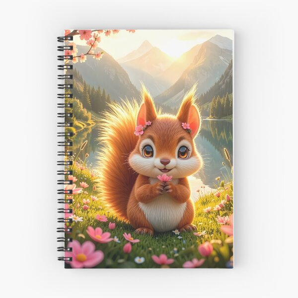 Item preview, Cute Squirrel with Pink Flowers by an Alpine Lake designed and sold by Dragonfly-Magic.