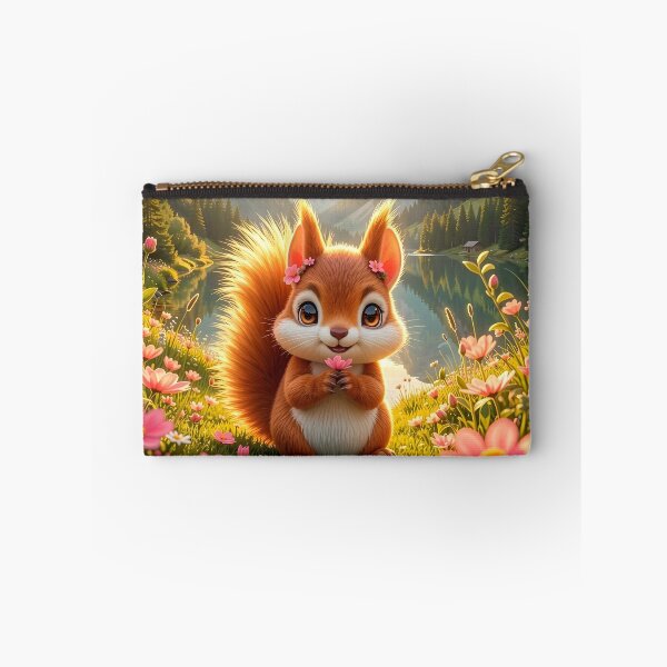 Item preview, Cute Squirrel with Pink Flowers by an Alpine Lake designed and sold by Dragonfly-Magic.