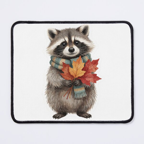 Item preview, Autumn Raccoon with Leaf Bouquet | Cute Cottagecore Woodland Animal designed and sold by AillustriaAK.