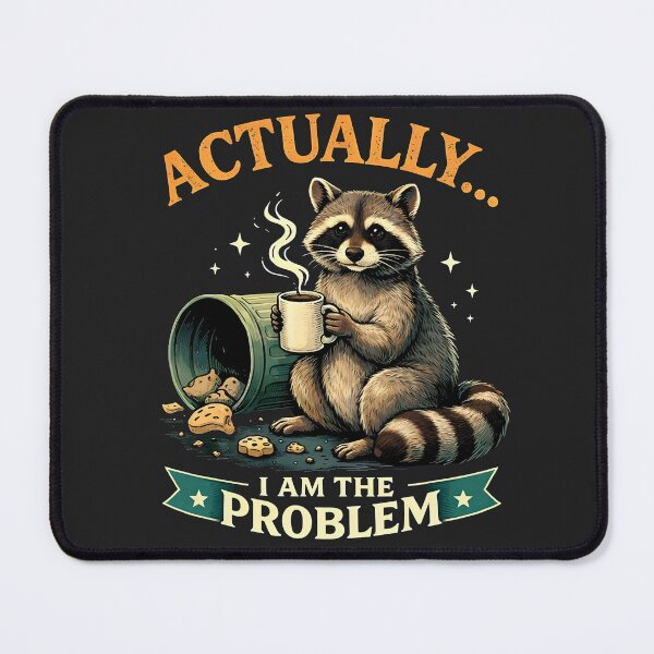 Item preview, Funny Trash Panda Drinking Coffee - Actually, I Am The Problem designed and sold by legendaryskins.
