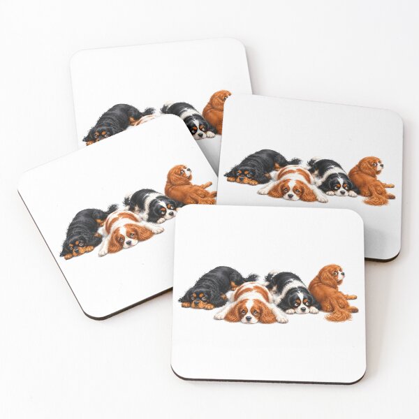 Item preview, Sleeping Cavalier King Charles Spaniels | Cozy Watercolor Dog Art designed and sold by SakuraWaStyle.