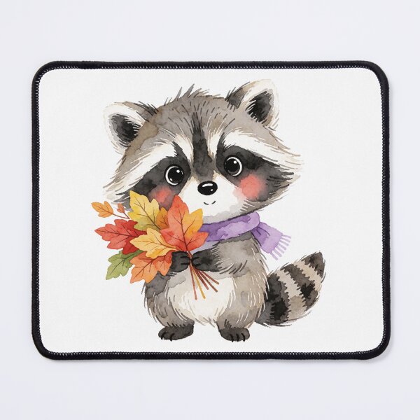 Item preview, Autumn Raccoon with Leaf Bouquet | Cute Cottagecore Woodland Animal designed and sold by AillustriaAK.
