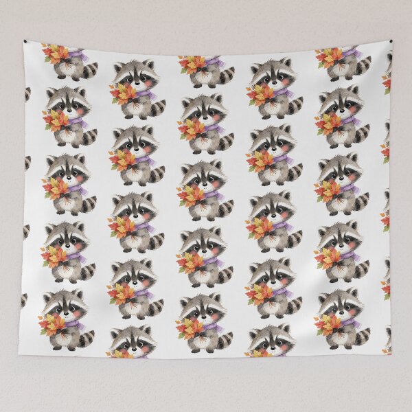 Item preview, Autumn Raccoon with Leaf Bouquet | Cute Cottagecore Woodland Animal designed and sold by AillustriaAK.