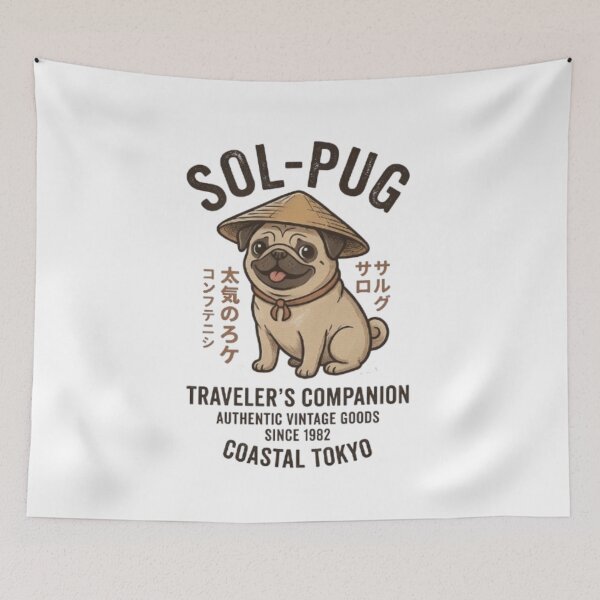 Item preview, Cute pug with Asian hat illustration designed and sold by Ahmedsyde.