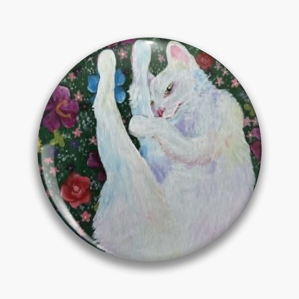 Item preview, White Kitty in a Ped of Flowers designed and sold by AvalonUnmuzzled.