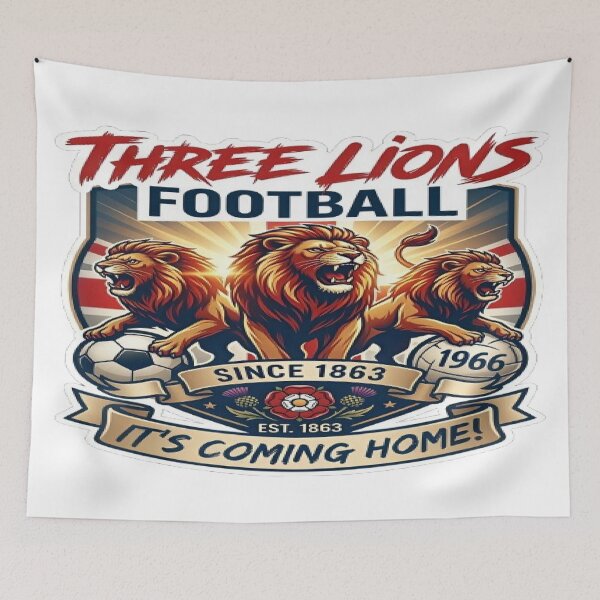 Item preview, Three Lions Football Coming Home Union Jack Crest designed and sold by MAJCO-ART.