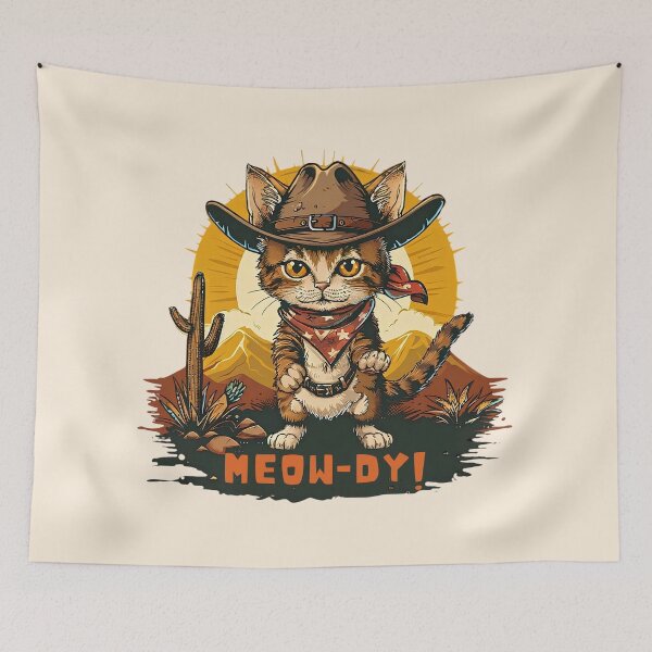 Item preview, Cowboy Cat Meow-dy Funny Retro Western Desert Tee designed and sold by daila70.