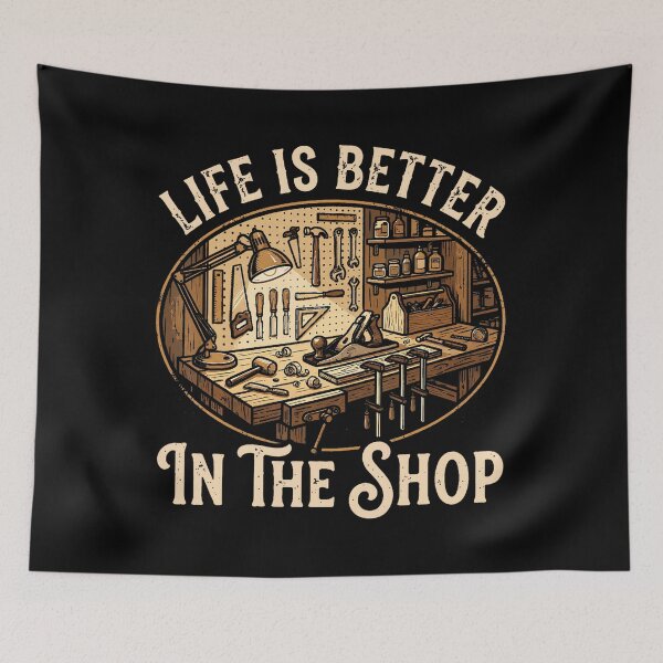 Item preview, Life Is Better In The Shop Woodworking Workshop Art designed and sold by AmazingPics001.