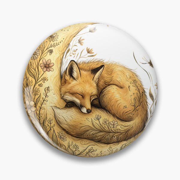 Item preview, Fox Sleeping On Crescent Moon Flowers designed and sold by MossMirrorArt.