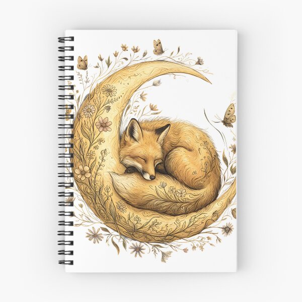 Item preview, Fox Sleeping On Crescent Moon Flowers designed and sold by MossMirrorArt.