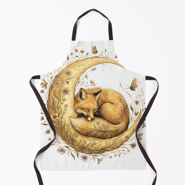 Item preview, Fox Sleeping On Crescent Moon Flowers designed and sold by MossMirrorArt.