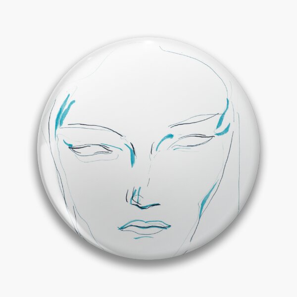 Item preview, Face with Hand — Teal Ink Line Drawing Art Print designed and sold by essentialink.