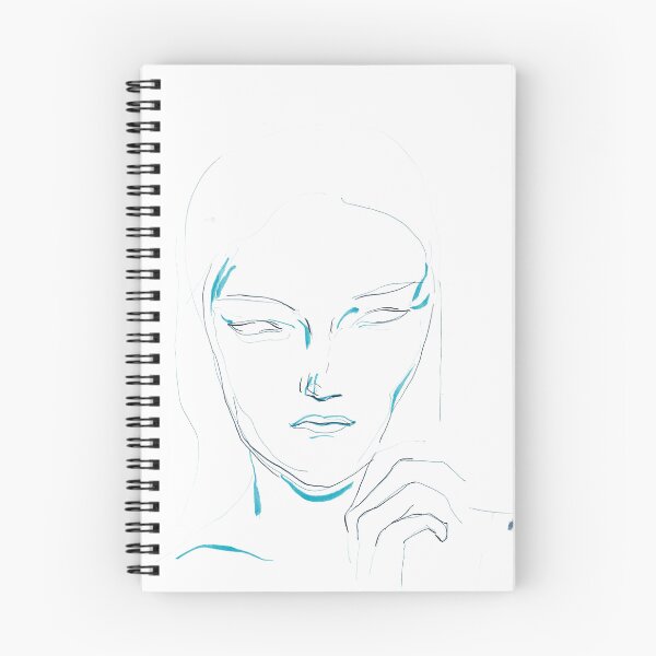 Item preview, Face with Hand — Teal Ink Line Drawing Art Print designed and sold by essentialink.