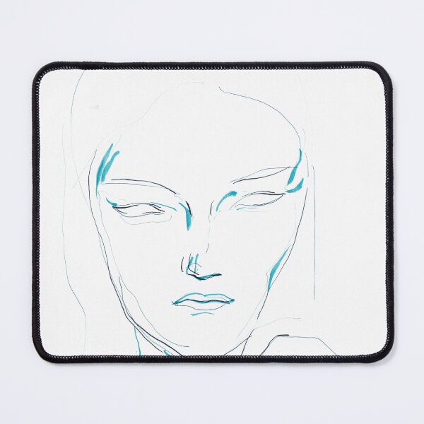 Item preview, Face with Hand — Teal Ink Line Drawing Art Print designed and sold by essentialink.