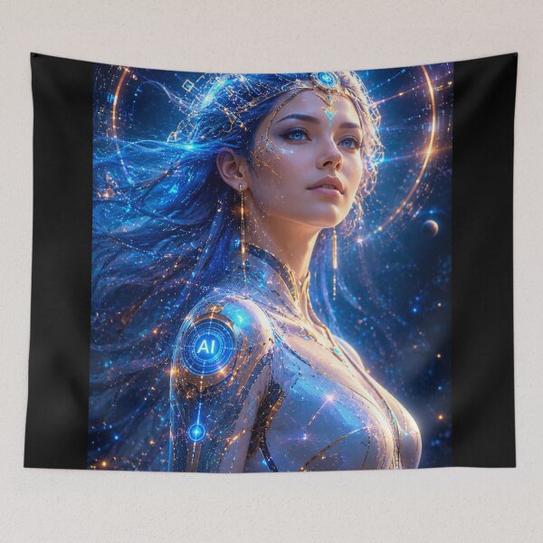 Item preview, Blue Cosmic Goddess with Glowing Light designed and sold by bbbpetr100.