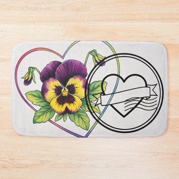 Item preview, Pansy Heart Stamp Illustration designed and sold by PixorStudio.
