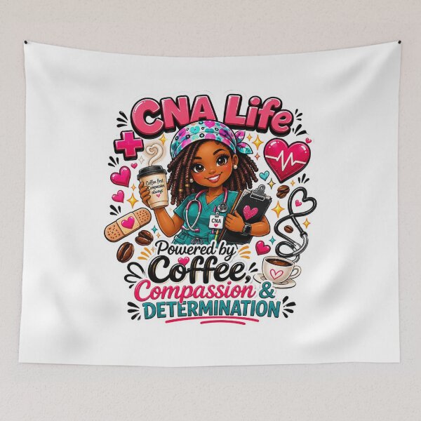 Item preview, CNA Life Powered by Coffee Compassion and Determination Sticker | CNA Gift | Nurse Life Decal | Healthcare Worker Sticker designed and sold by overcomercrafts.