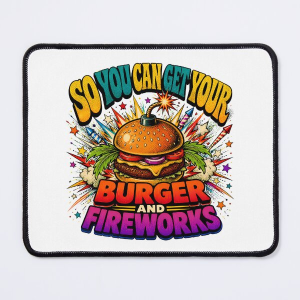 Item preview, 4th Of July Burger Fireworks Comic BBQ Party designed and sold by chattsuede.