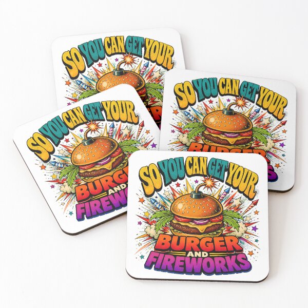 Item preview, 4th Of July Burger Fireworks Comic BBQ Party designed and sold by chattsuede.
