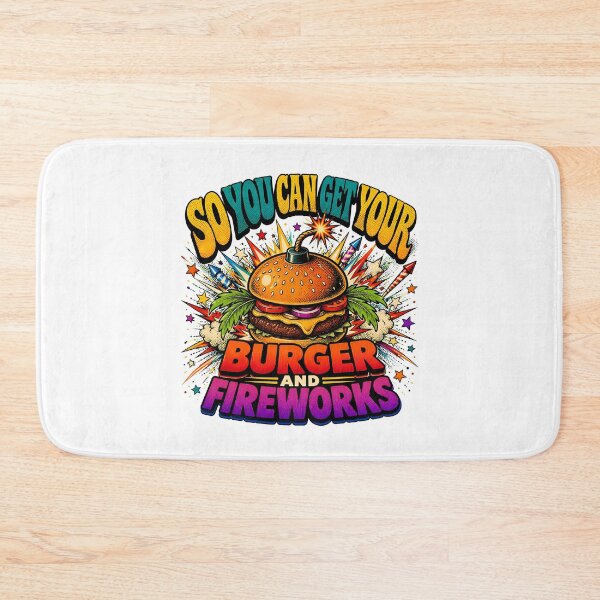 Item preview, 4th Of July Burger Fireworks Comic BBQ Party designed and sold by chattsuede.