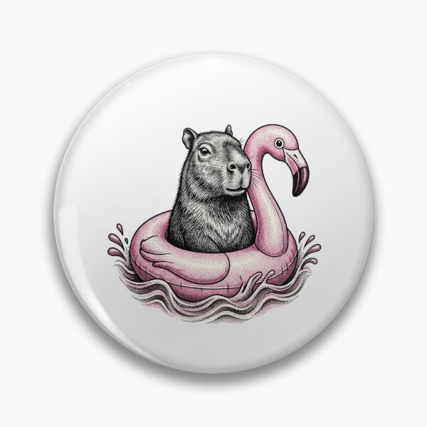Item preview, Capybara Riding a Pink Flamingo Float designed and sold by SOUFIANE1991.