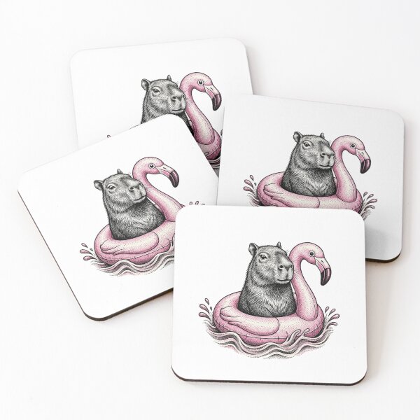 Item preview, Capybara Riding a Pink Flamingo Float designed and sold by SOUFIANE1991.