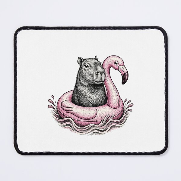 Item preview, Capybara Riding a Pink Flamingo Float designed and sold by SOUFIANE1991.