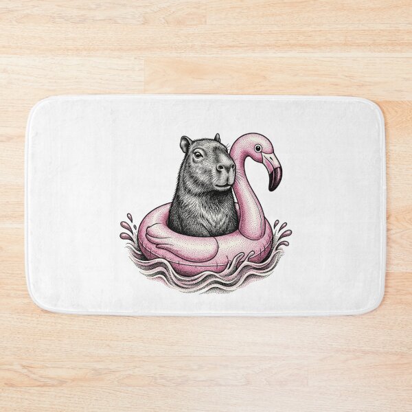 Item preview, Capybara Riding a Pink Flamingo Float designed and sold by SOUFIANE1991.