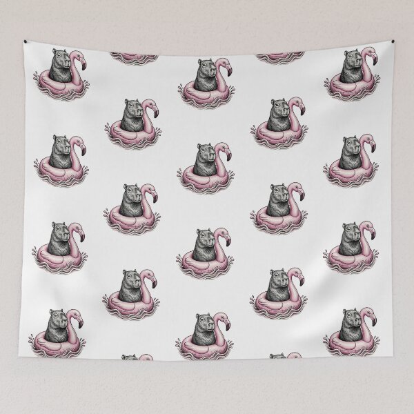 Item preview, Capybara Riding a Pink Flamingo Float designed and sold by SOUFIANE1991.
