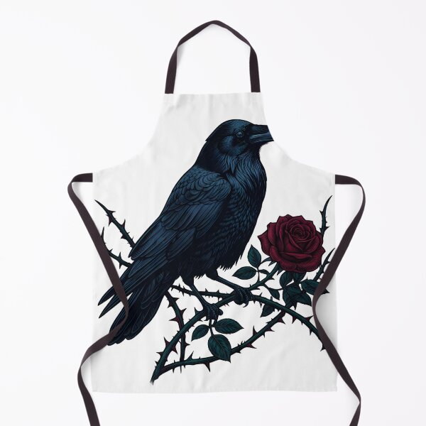 Item preview, Raven Perched On Thorned Rose Branch designed and sold by MossMirrorArt.