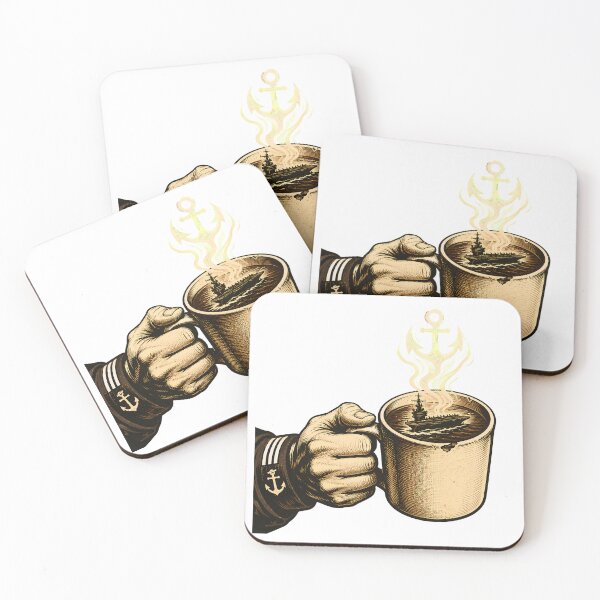 Item preview, Navy Anchor Coffee Steam Woodcut Engraving designed and sold by chattsuede.