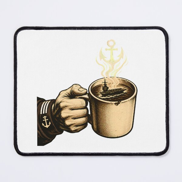 Item preview, Navy Anchor Coffee Steam Woodcut Engraving designed and sold by chattsuede.