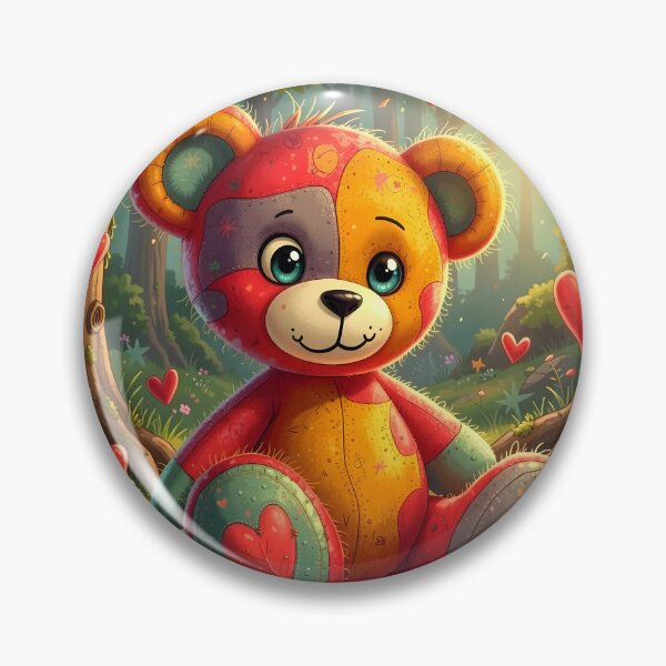 Item preview, Colorful Patchwork Teddy Bear with Hearts in an Enchanted Forest designed and sold by Dragonfly-Magic.