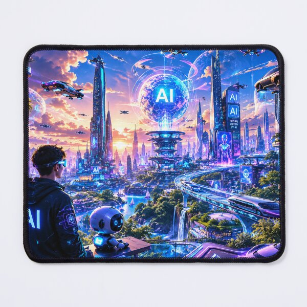 Item preview, Futuristic AI City Cyberpunk Sci-Fi Landscape designed and sold by bbbpetr100.