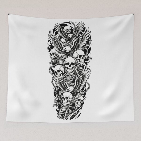 Item preview, Full Sleeve Tattoo Eagles Skulls Motorcycle designed and sold by wojtas90.