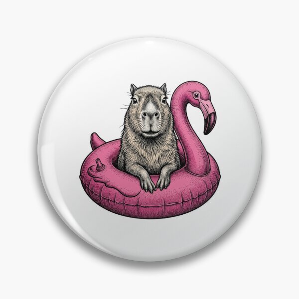 Item preview, Capybara Riding a Pink Flamingo Float designed and sold by SOUFIANE1991.