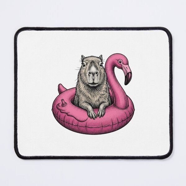 Item preview, Capybara Riding a Pink Flamingo Float designed and sold by SOUFIANE1991.